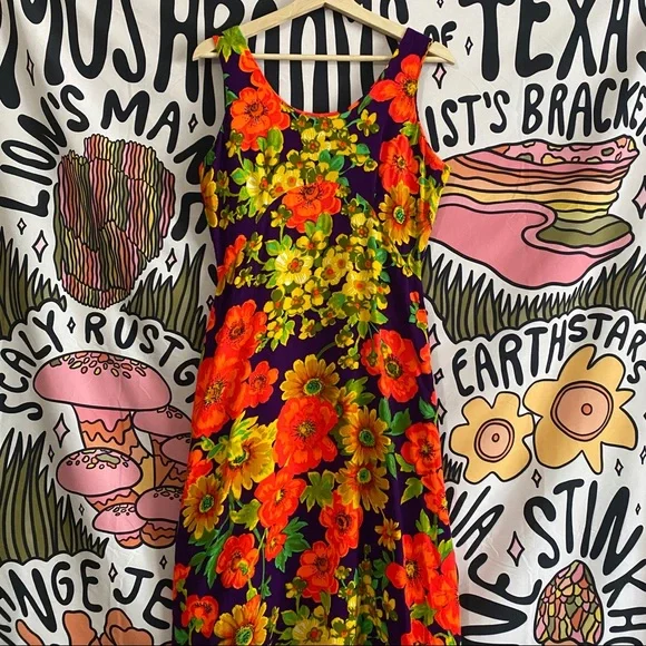 chinese dress ladies PURPLE FLOWER POWER LONG DRESS